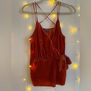 NWT Express Orange Velvet Velour Criss Cross V Neck Cami medium